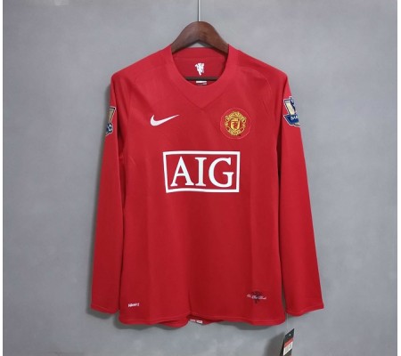 Manchester United 07/08 Home Red Long Sleeve Soccer Jersey